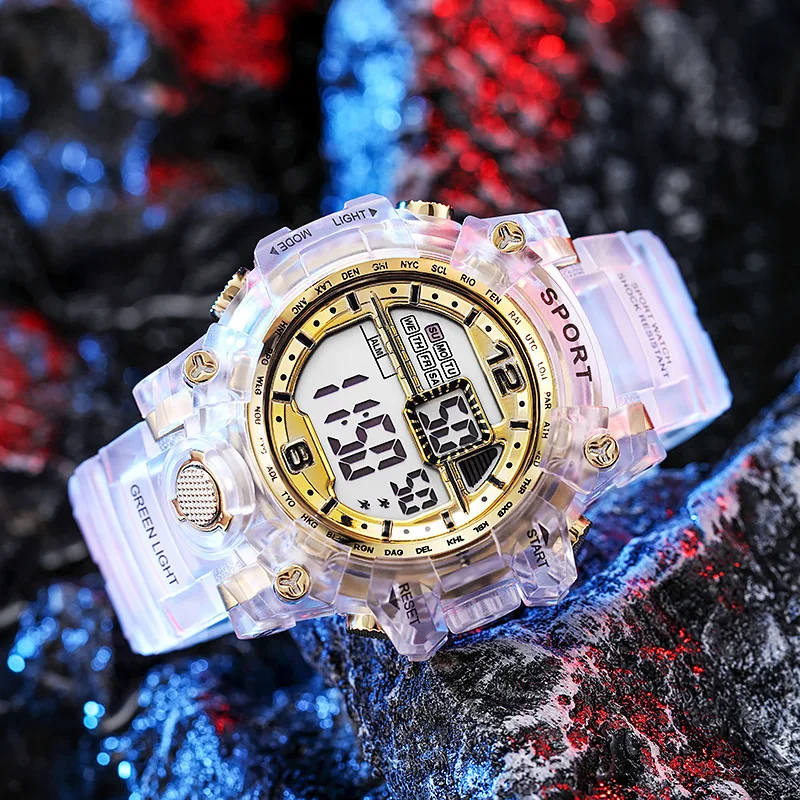 Fashion LED Digital Watch for Women Men Luxury Women Outdoor Sports Watch Transparent Design Student Child Electronic Wristwatch