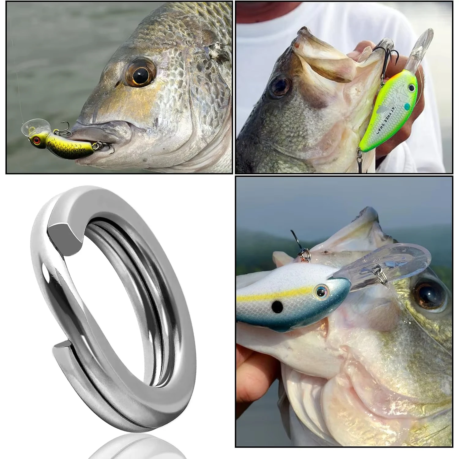 5 Size Stainless Steel Fishing Split Rings High Strength Large Tensile Force Lure Connector Loop Set 200/250PCS For Tackle Box