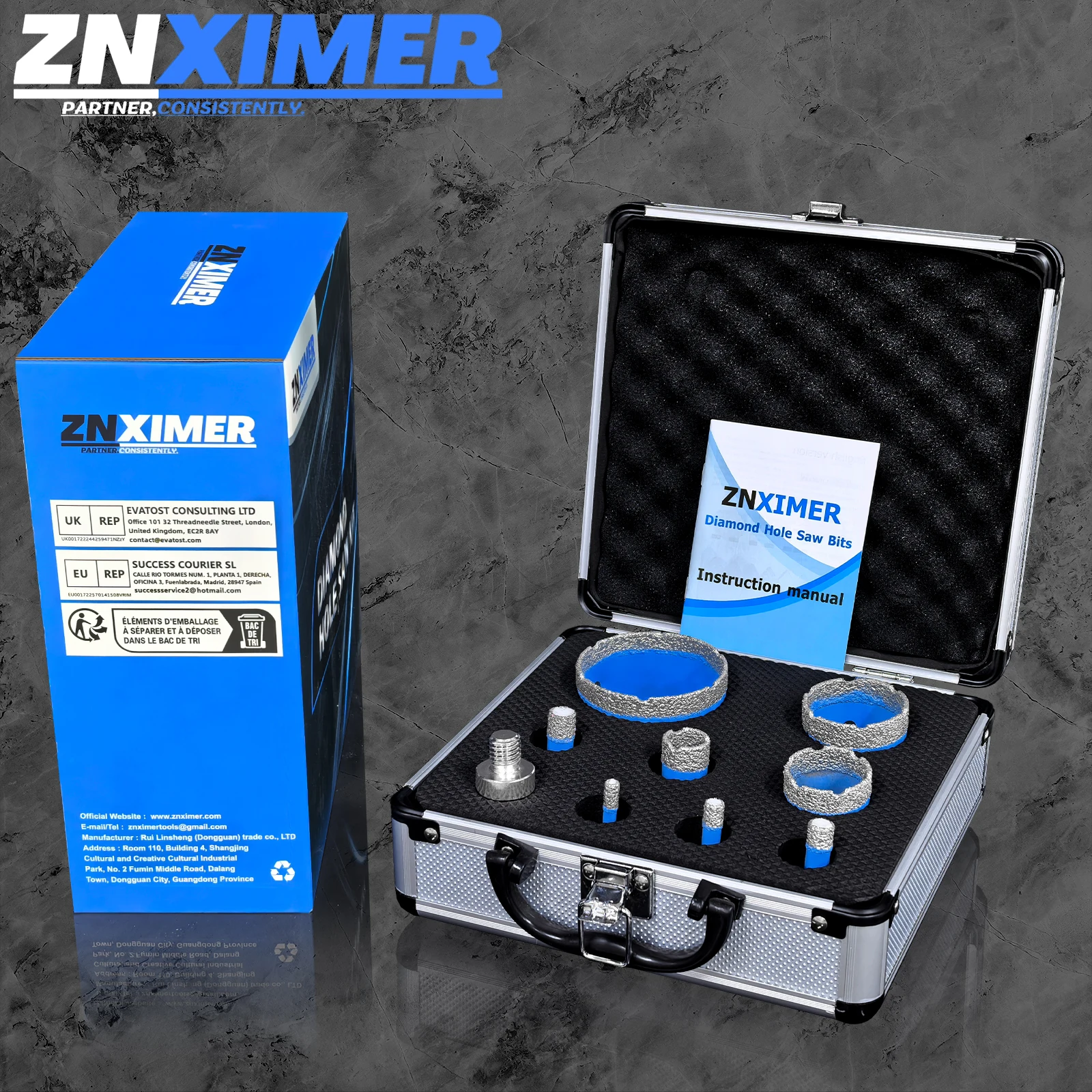 

9Pcs-M14 Thread Diamond Dry Vacuum Brazed Drilling Core Drill Bits Set Porcelain Cup Saw Tiles Granite Marble Hole Saw Tools