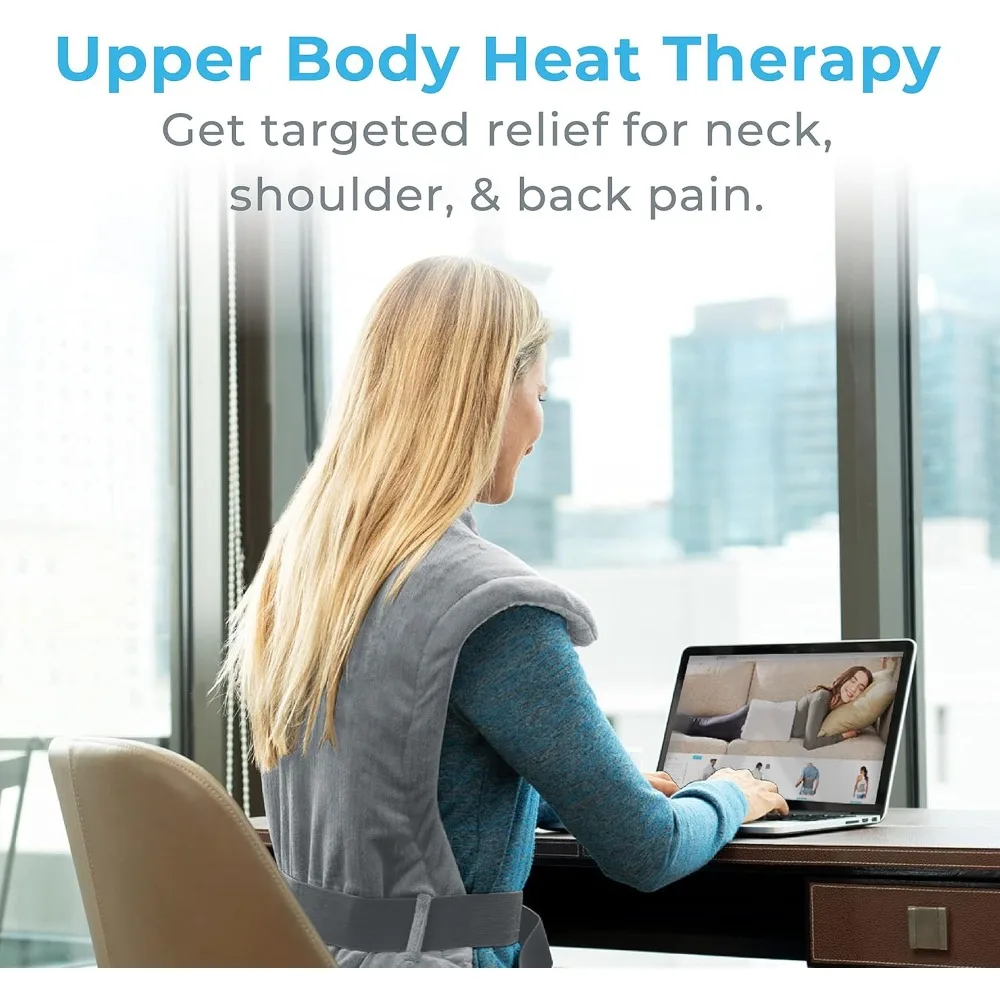 Extra Long Back and Neck Heating Pad, Safe Thermal Therapy, 4 Heating Settings, Automatic Shut-off Function, Soft Fabric