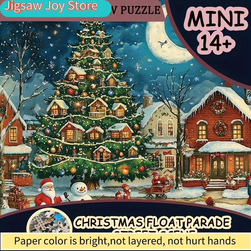 1 Box  Mini Paper Puzzles for Adults: "Christmas Float Parade Street Scene" or for party Games & Activities for Family & Frien
