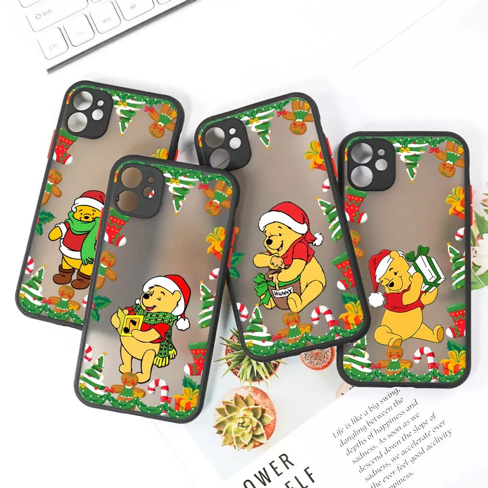 Christmas Tree Winnies The Poohs Phone Case For iPhone 16 15 14 13 Pro Max 12 11 Pro SE2020 X XS 7 8 Plus Funda Clear Back Cover