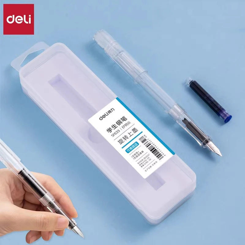 

Набор перьевых ручек Deli 0,38 мм, школьные принадлежности, кавайные прозрачные канцелярские принадлежности, ручка для каллиграфии для письма
