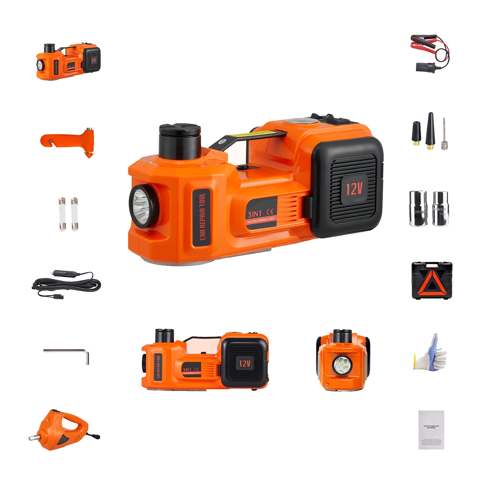 

SucceBuy Electric Car Jack, 5 Ton Hydraulic Jack with Electric Impact Wrench, Portable Car Lift with LED Light for SUV MPV Sedan