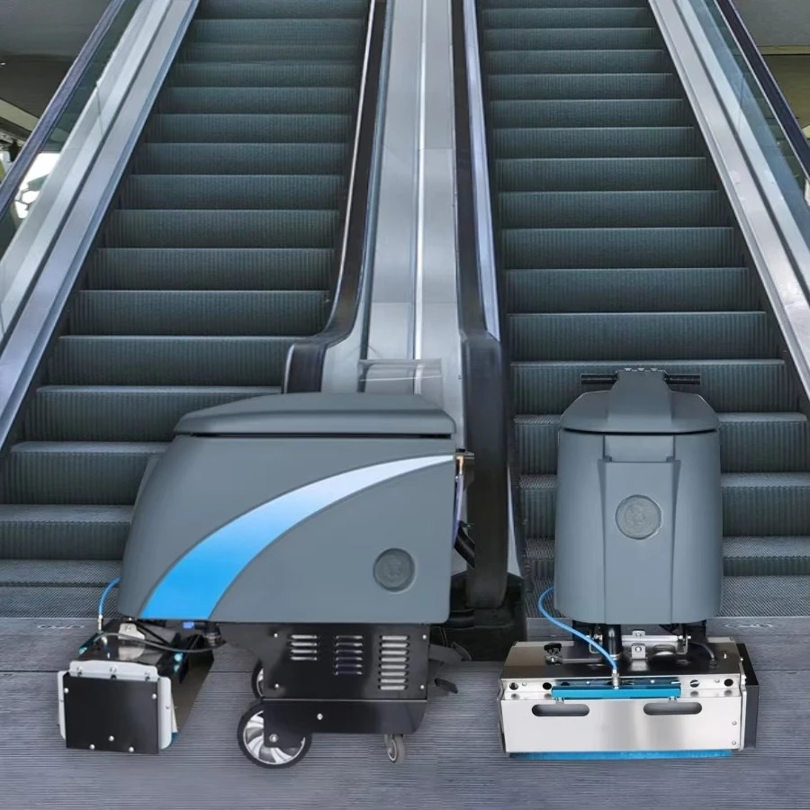 Commercial Electric Dual Rolling Brush Hand-Held Step Tread Cleaning Machine Automatic Escalator Cleaner Brand New Condition