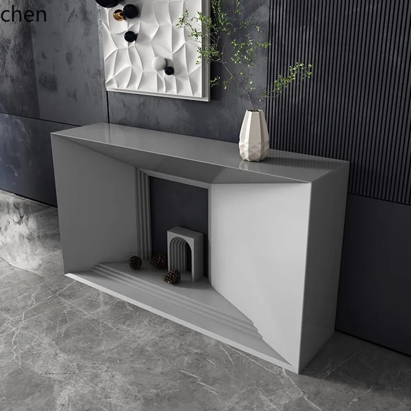 YFY  Lacquered Entryway Counter Creative Art Entryway Table Modern Minimalist Loop Model Room Decorative Counter Complete Set