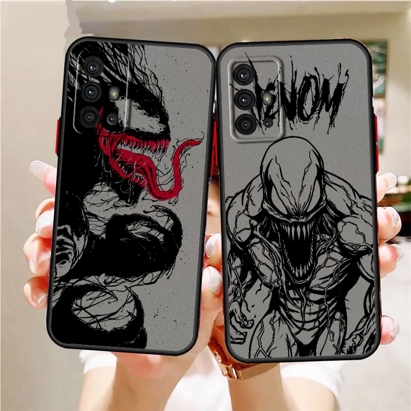 Venom Popular Art Cool Marve Frosted Translucent For Samsung Galaxy S24 S23 S22 S21 S20 FE S10 S9 S8 Plus Ultra Pro 5G Matte