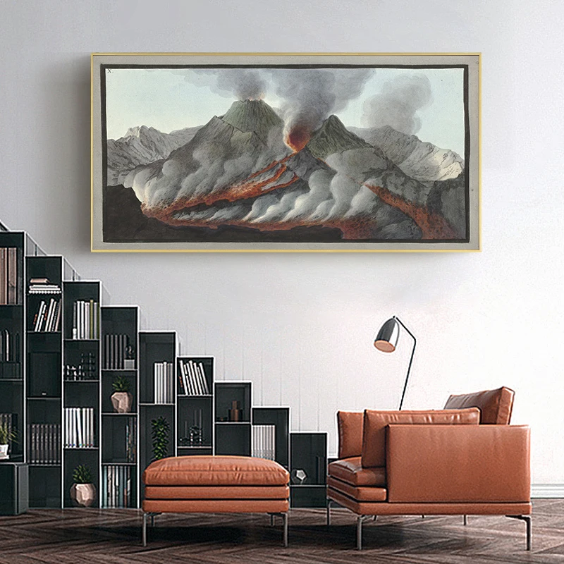 Modern Nordic Island Volcanic Eruption Retro Posters Prints Canvas Painting Wall Art Picture Living Room Home Decor