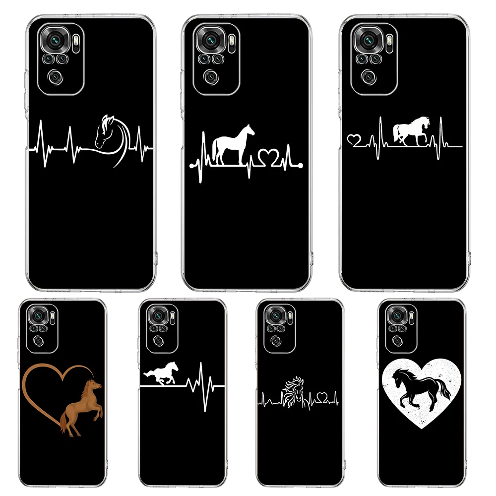 Horse Pony Horse Heartbeat Phone Case for Xiaomi Redmi K40 Gaming 8 8A 9 9T 9A 9C 10 Note 8 8T 9 9S 10 11 Pro Transparent Shell