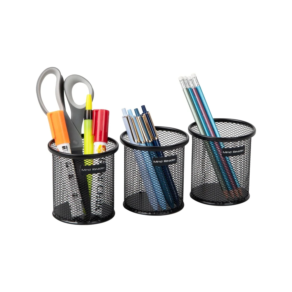 Set di 3 supporti per graffette in rete metallica, organizer da scrivania, leggero, portatile, robusto, per ufficio, casa, trucco, cucina
