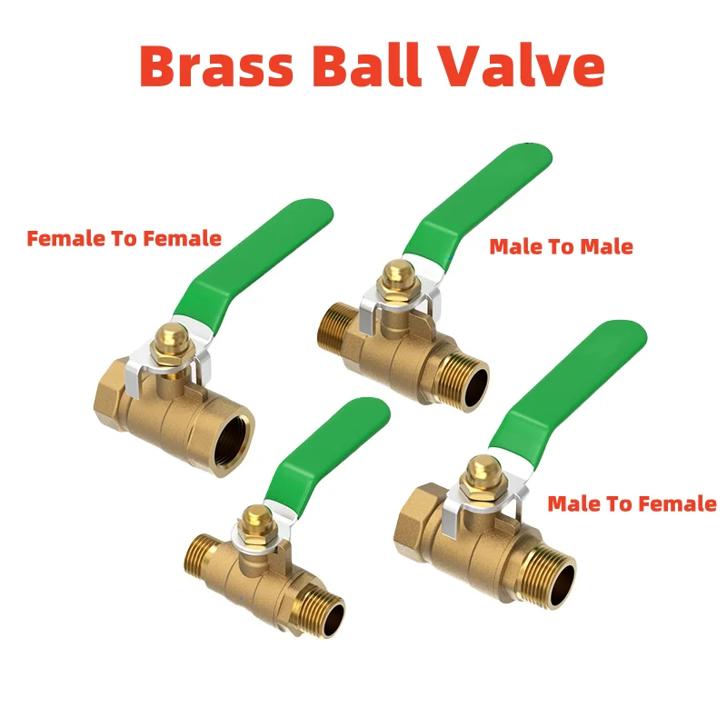Brass Ball Valve Air Compressor 1/8 1/4 3/8 1/2 Female Male Thread Two Way Brass Pneumatic Shut Off Ball Valve Pipe Fitting