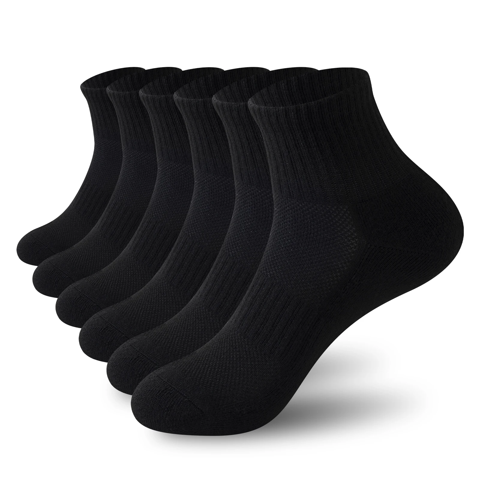 6 Pairs Athletic Ankle Socks for Women and Men, Moisture-Wicking Breathable Short Socks with Reinforced Footbed Cushion