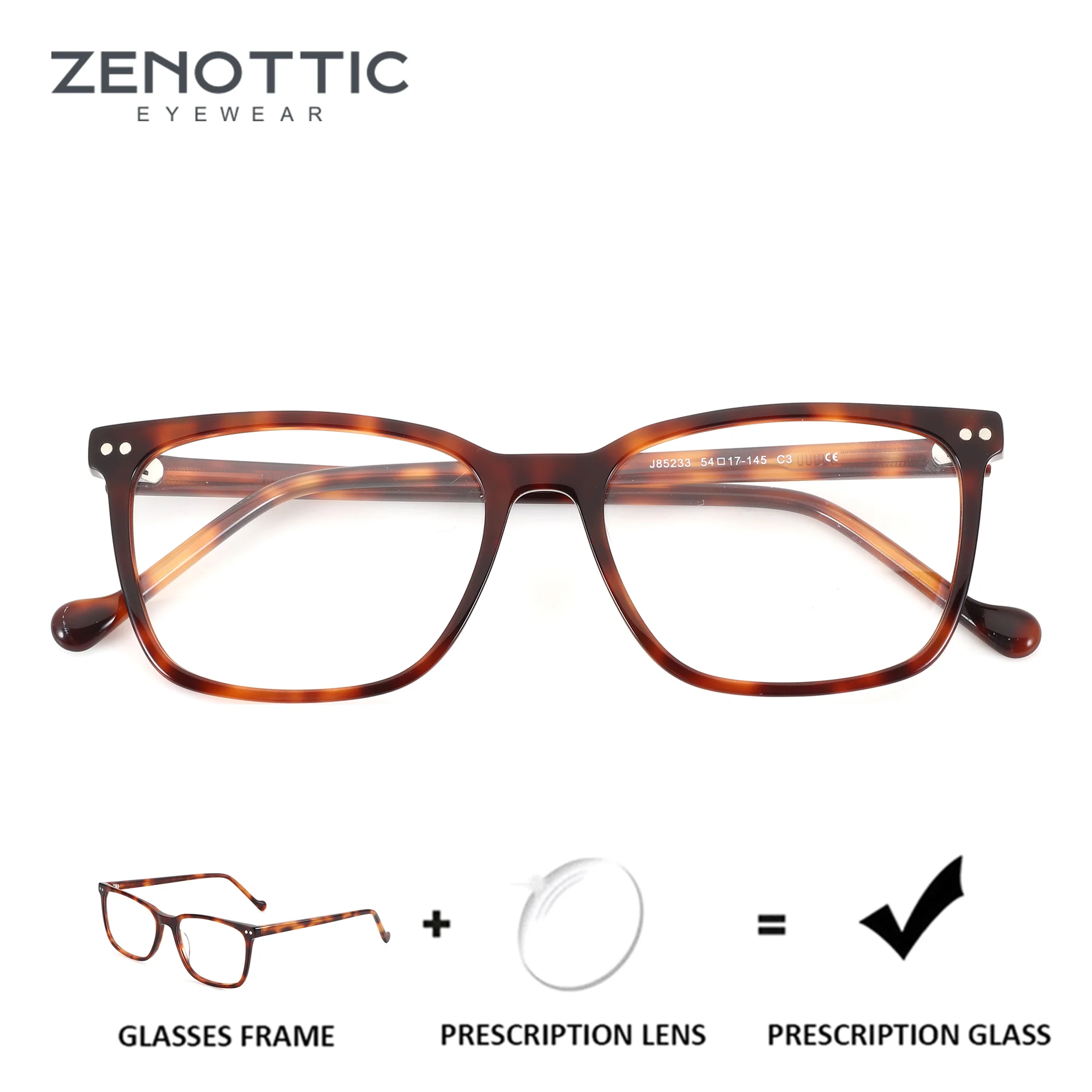 ZENOTTIC – verres rectangulaires en acétate avec lunettes de prescription médicale pour hommes, lunettes optiques progressives anti-lumière bleue
