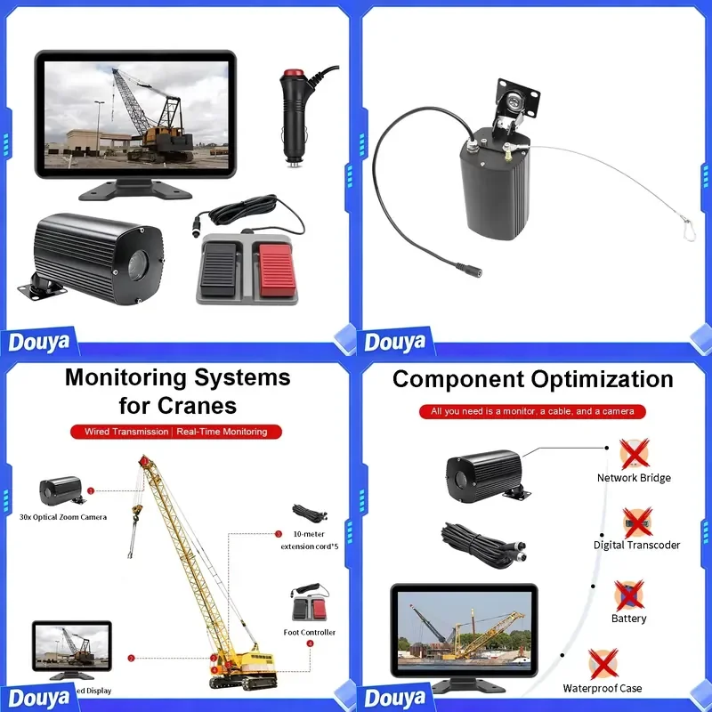 Specialized for Crawler Crane HD Wired 30X Optical Zoom Camera System 100M Extension Cable Non Delay