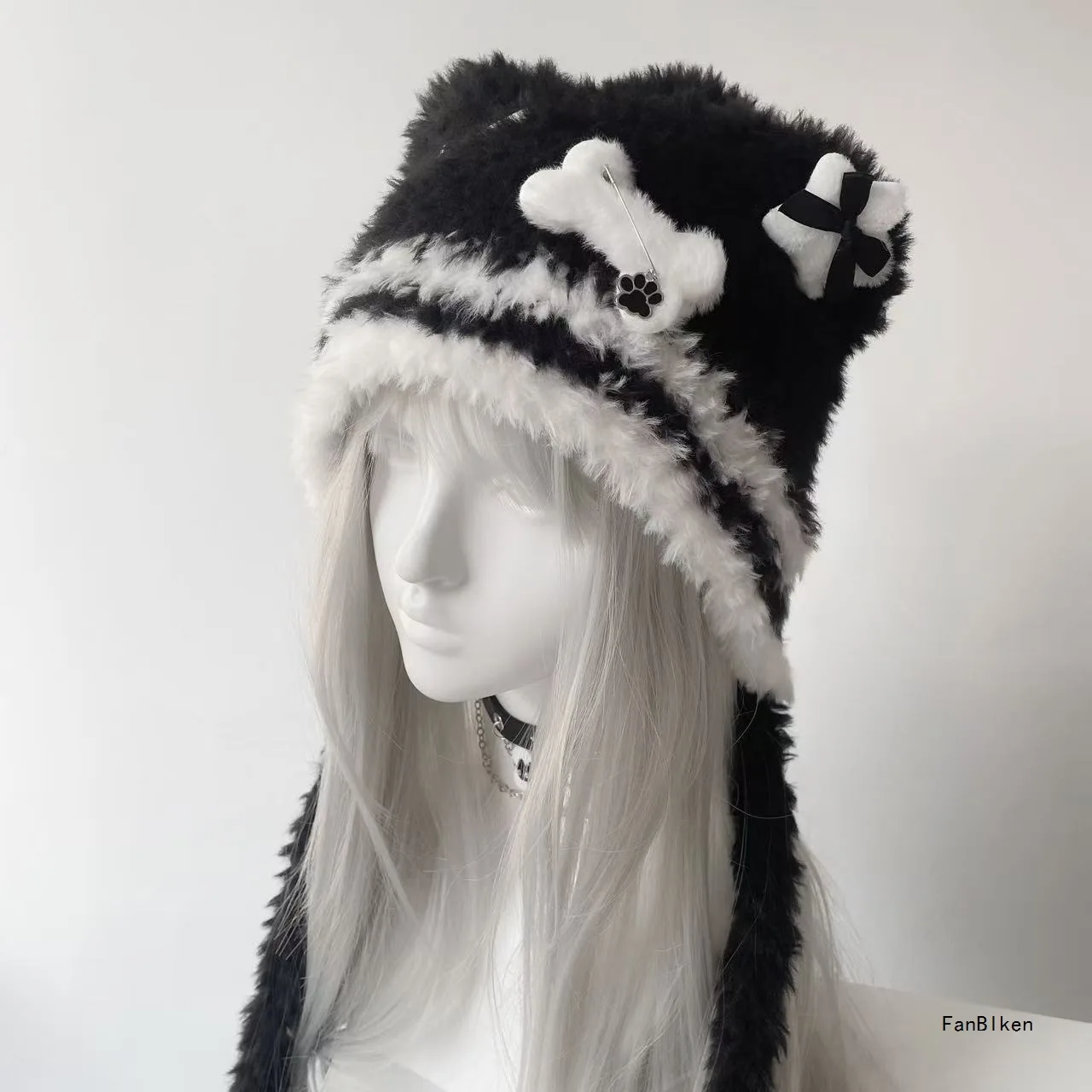 Feminino gótico harajuku punk lolita y2k picante meninas original subcultura urso chapéu bonito pequeno osso cruz estrela asas chapéus de lã