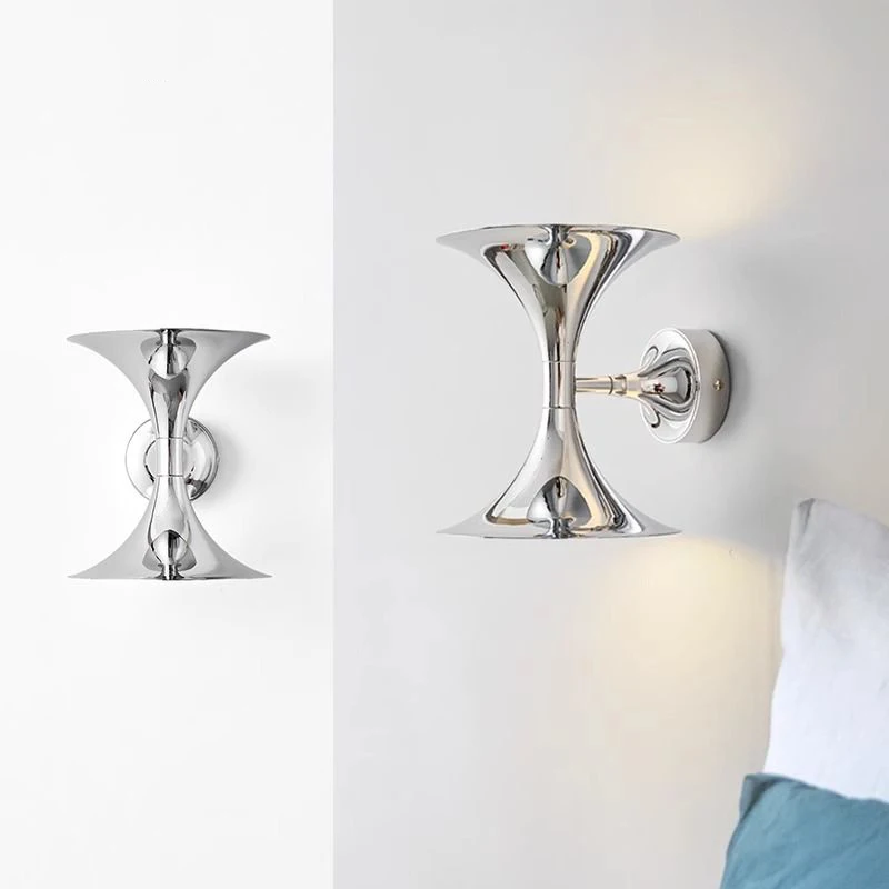 

Horn Lamps Art Deco Chrome Wall Lights for Bedroom Bedside Living Room Study Aisle Hallway Stair Wall Light Indoor Lighting