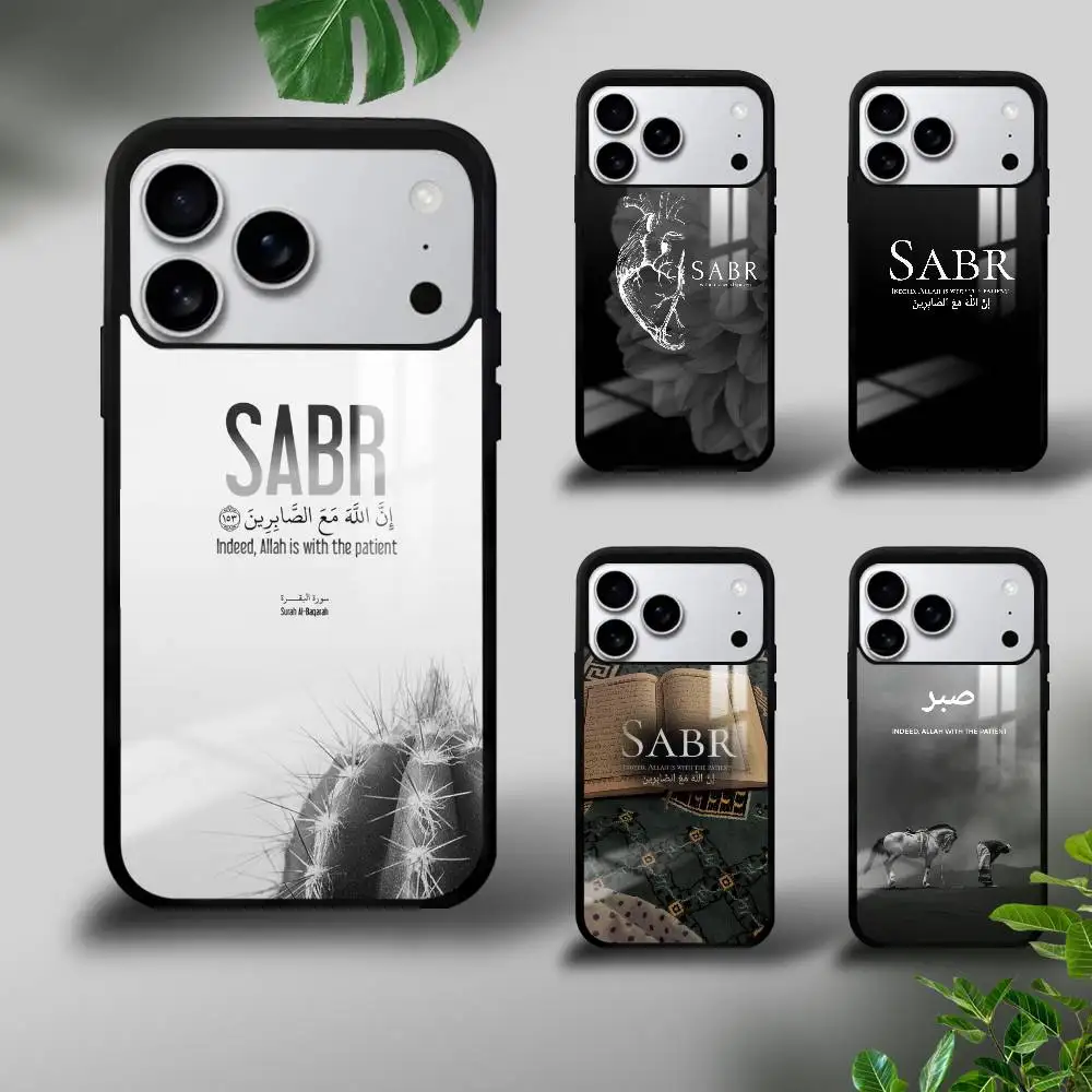

Quran Sabr Islam Courage Phone Case For IPhone 17 16 15 14 13 12 11 Pro Max Plus Mini Plus Hard Mirror Surface Protect Funda