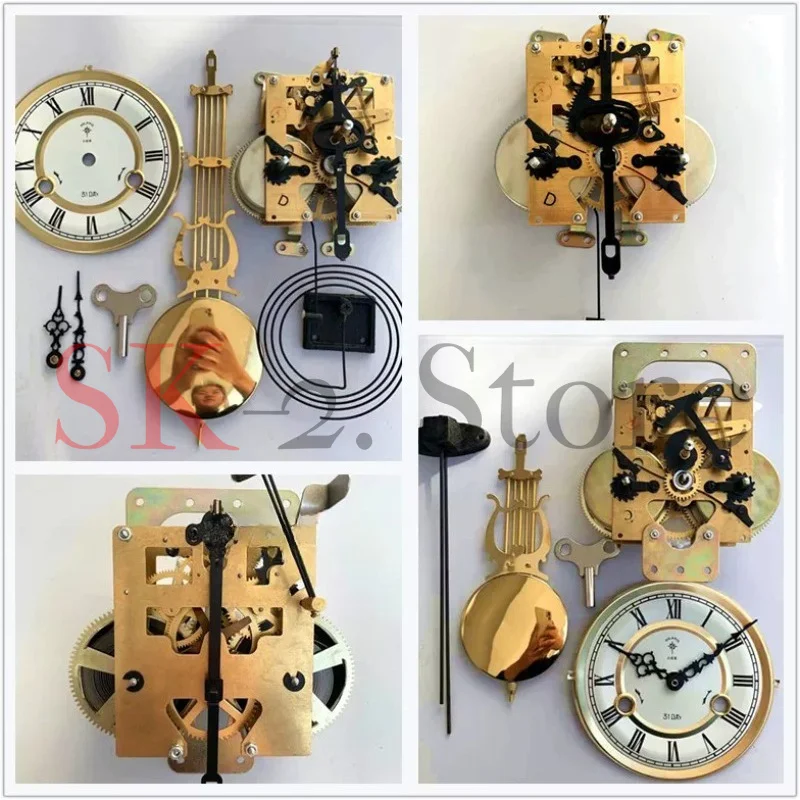 Pure Copper Movement Desk & Wall Clock, Vintage Chiming Repair Swing Mechanical Wind-Up Clock Spare Parts