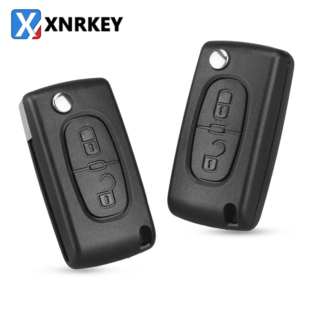 

XNRKEY 2 Buttons Car Flip Remote Key Case Blank Shell For Peugeot 107 207 307 307S 308 407 607 VA2/HU83 Blade 536/523 Key Shell