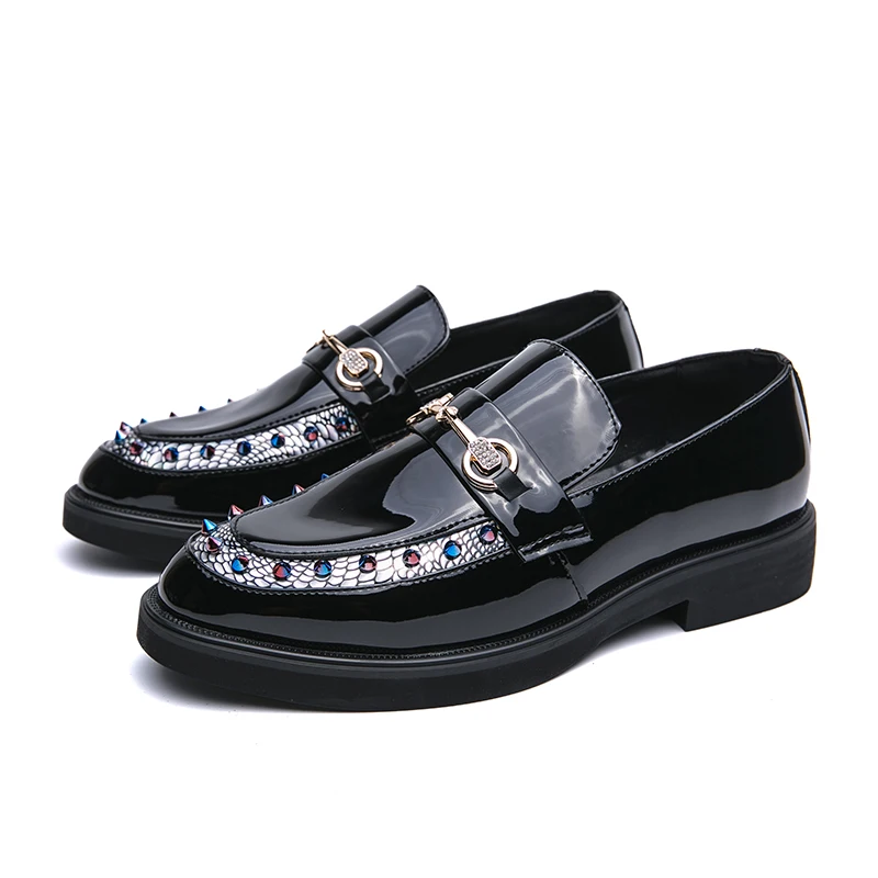 STRONGSHEN MEN‘s Diamond studded Leather Low Cut Thick Soled Formal and Casual Shoes
