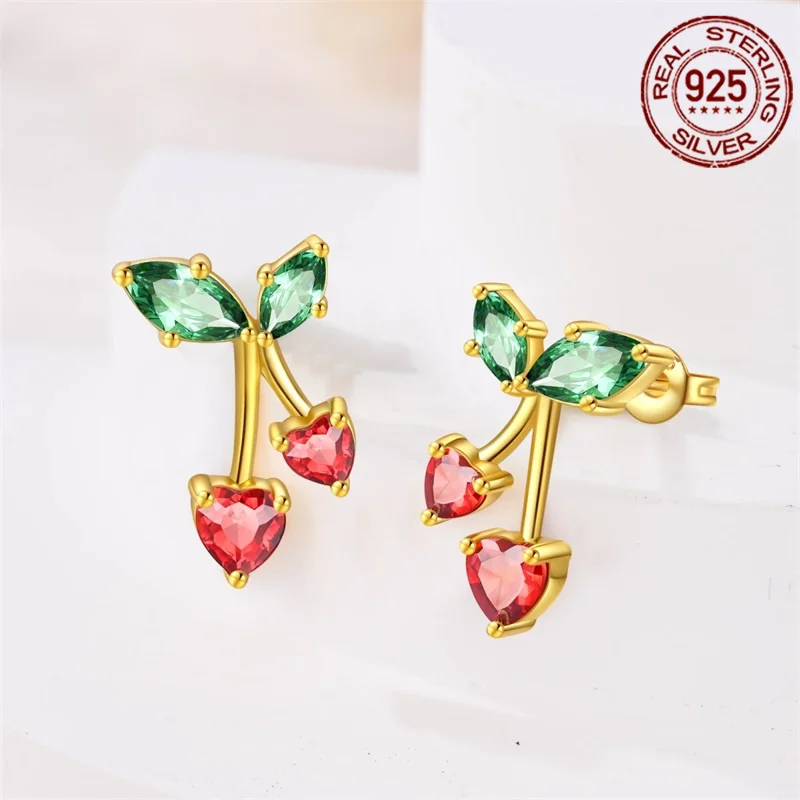 

Новые женские серьги из серебра 925 пробы с вишней в форме сердца, в богемном стиле, подходят для повседневного подбору, подарков на день рождения и День святого Валентина.