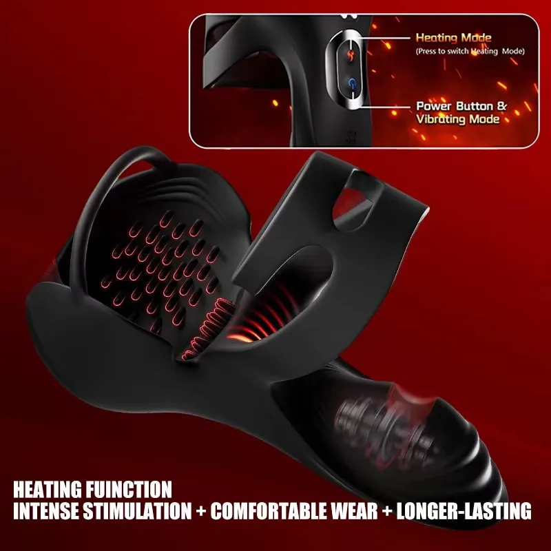 Male Penis Ring Cock Vibrator with Heating Function Testicle Stimulator + App Control Vibration Adult Couples Sex Toy for Men - Image 3