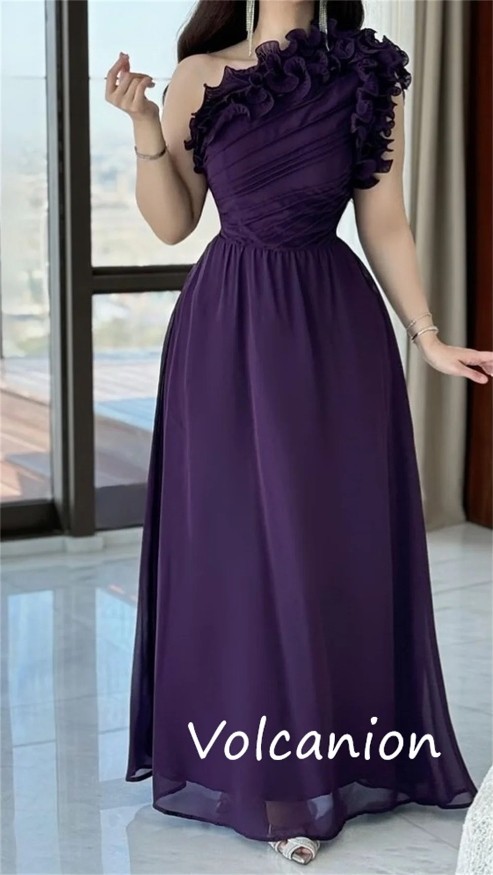 Customized Matching Classic Jersey Pleat A-line One-shoulder Long Dresses Bespoke Occasion High Quality Exquisite