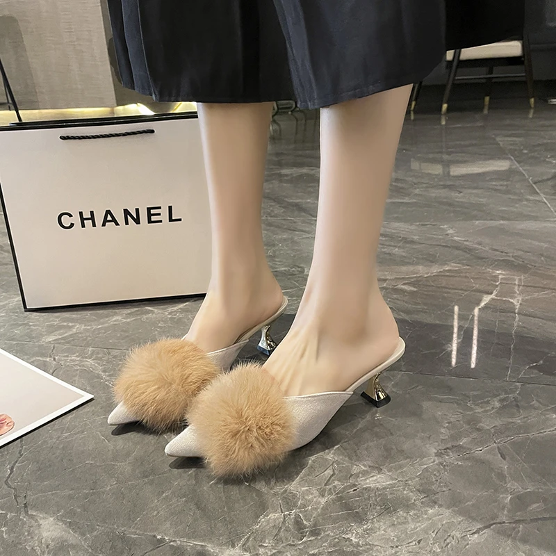 

Женские модные шлепанцы на платформе с тонким каблуком и острым носком, водонепроницаемые, универсальные, удобные, нескользящие