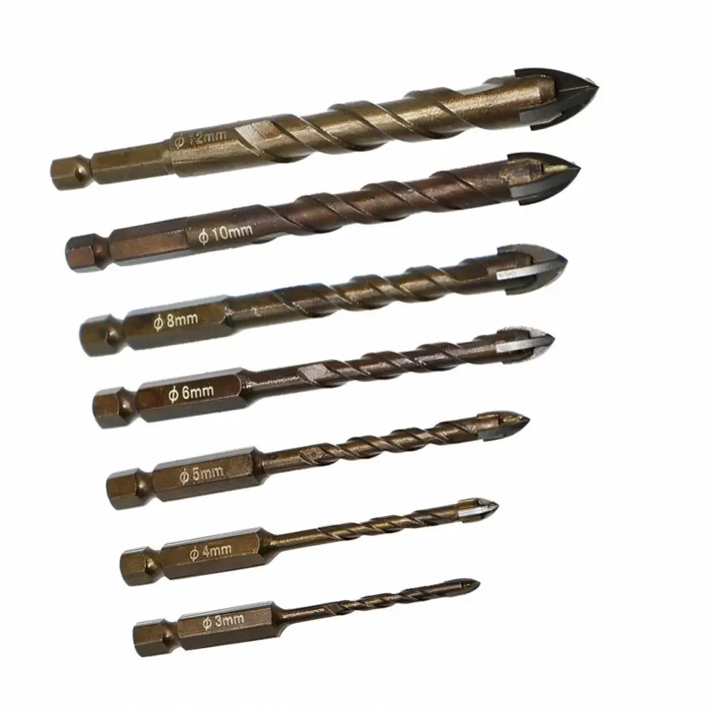 7 stücke 3-12mm Multifunktionale Kreuz Hex Fliesen Bohrer Glas Keramik Beton Loch Opener Legierung Dreieck Bohrer