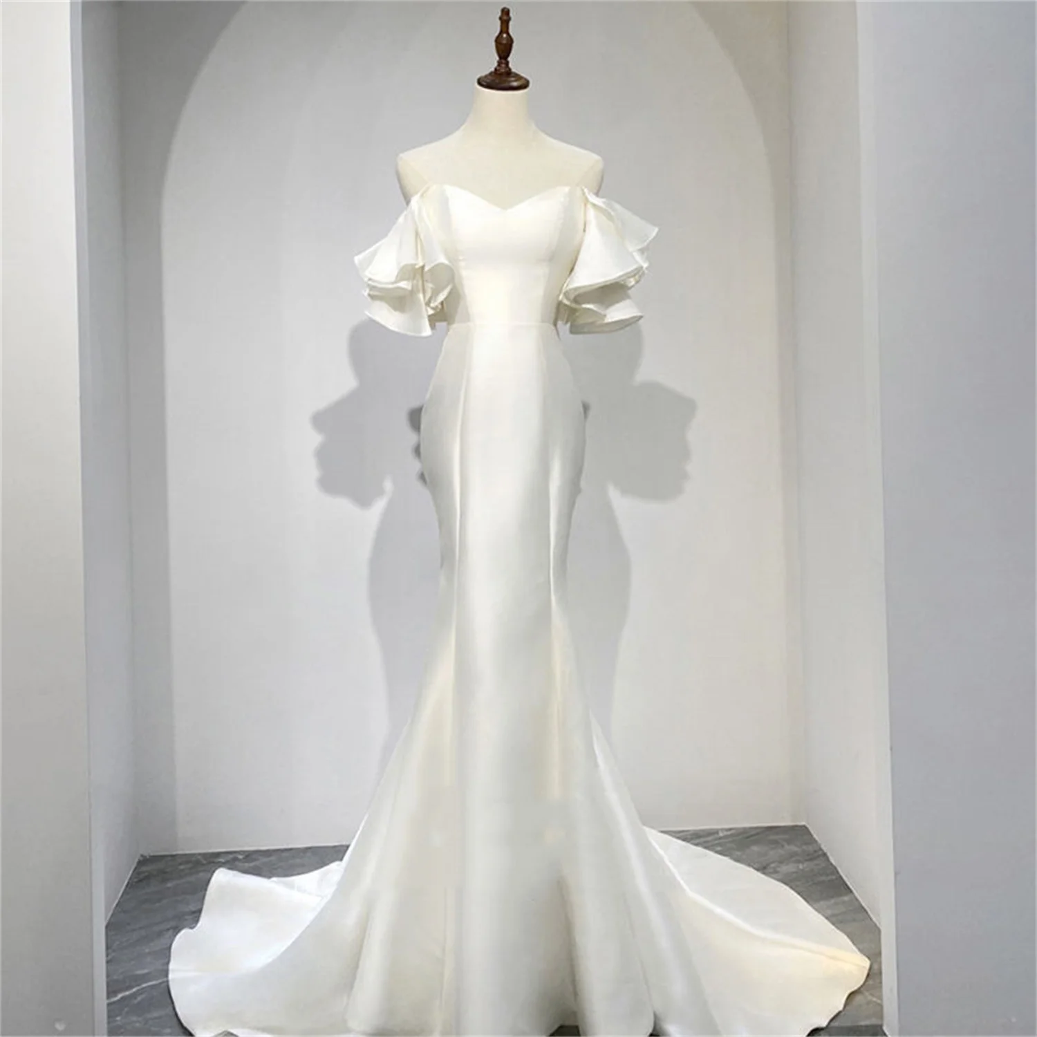 Vestidos de casamento de um ombro feminino, vestidos elegantes, vestidos de cauda de peixe, noiva, 2023, 2021