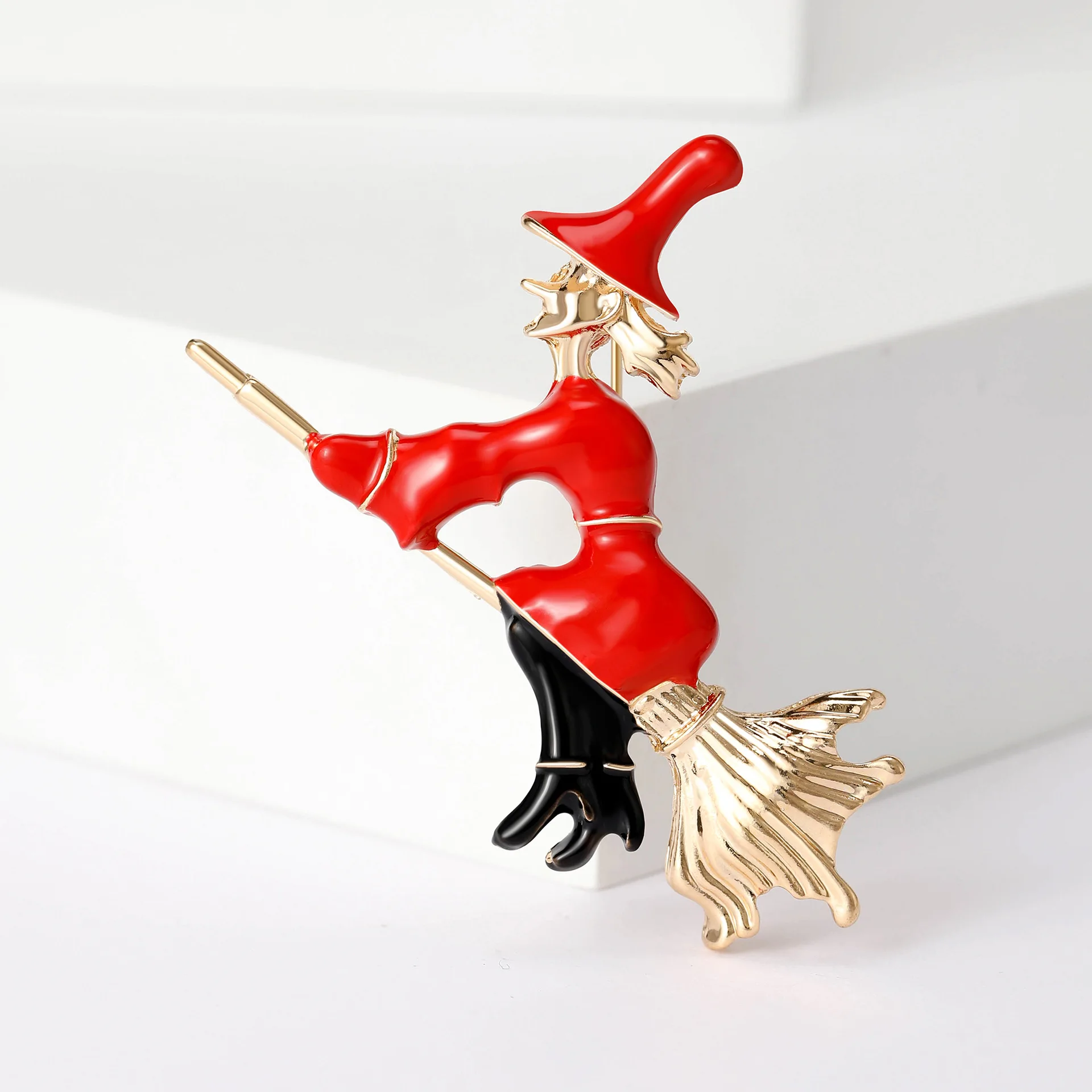 

Creative Enamel Magic Witch Riding Broom Brooches For Women Men 2-color Witch Brooch Casual Party Clothing Pins Jewelry Gifts