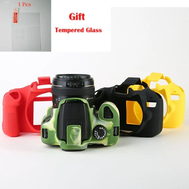 For Canon EOS  3000D 4000D Protective cover Camera Bag Silicone Case Camera Silicone Soft Rubber Case + 1PCS Free Tempered Film