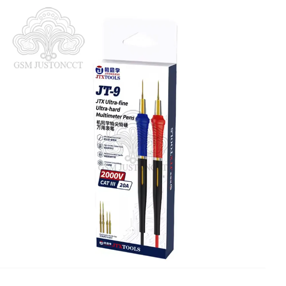JTXTOOLS JT‑9 Multimeter Test Leads Ultra‑Fine Gold‑Plated Replaceable Probes Flexible Silicone Wire for Mobile Phone PCB Repair
