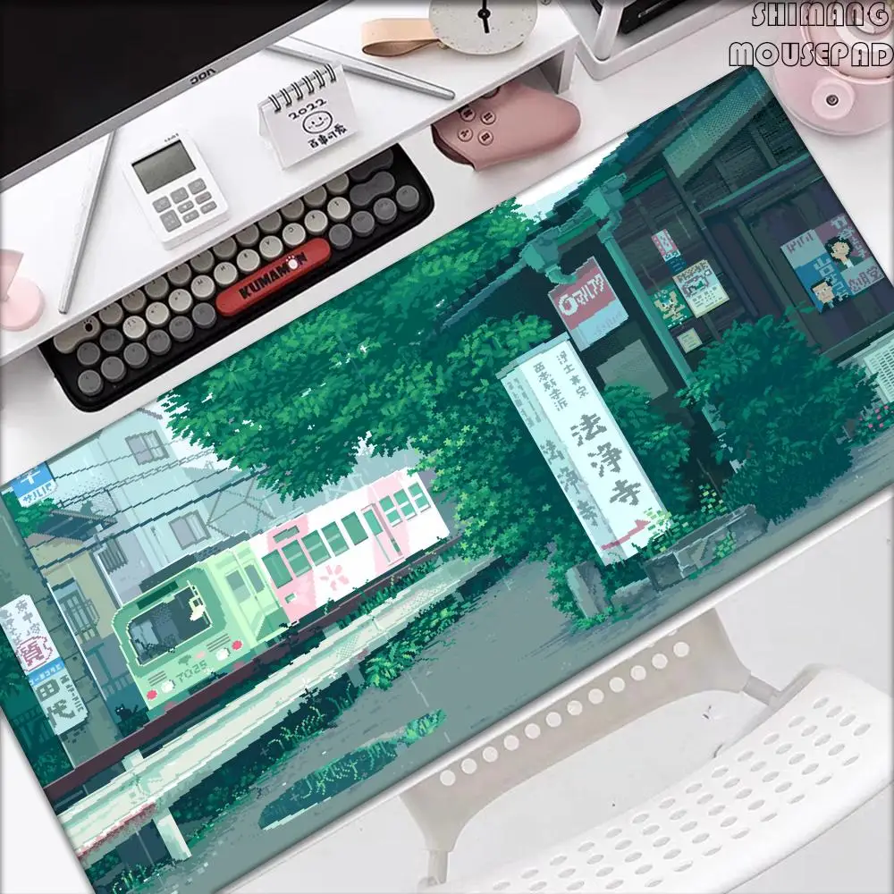 

Pixel Mouse Pad Japan Street Large Gamer Mousepad Keyboard Mat Office Mouse Mats Rubber Slipamt Deskpad XXL Table Mat