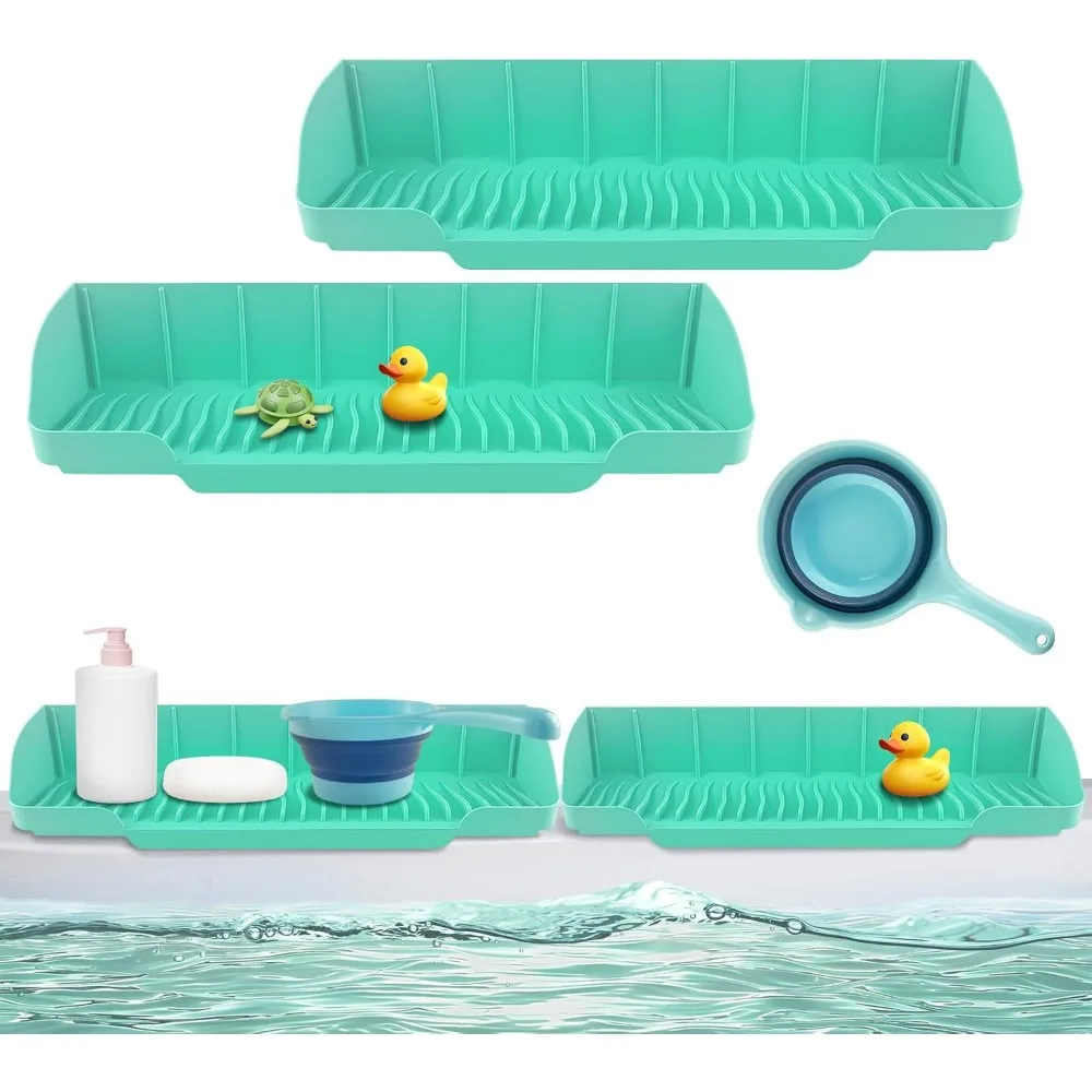 

2 шт., брызговик для ванны, силиконовая игровая полка для брызг для ванны с 6 прочными присосками, со сжатием шампуня