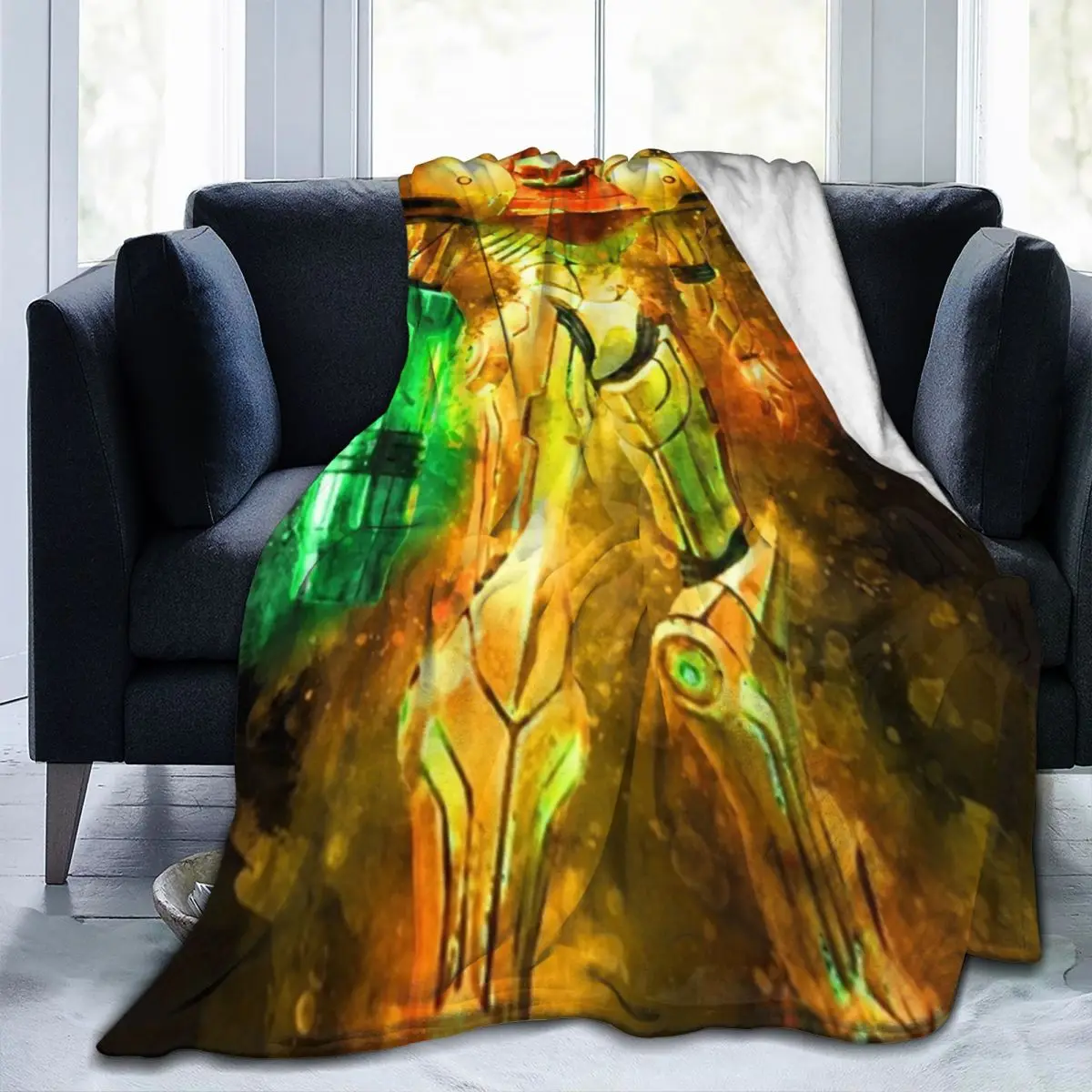 Metroid Samus Aran Prime Hunter Blankets Flannel Sofa Lightweight Throw Blankets for Home Bedroom Travel Throws Bedspread Quilt view 3