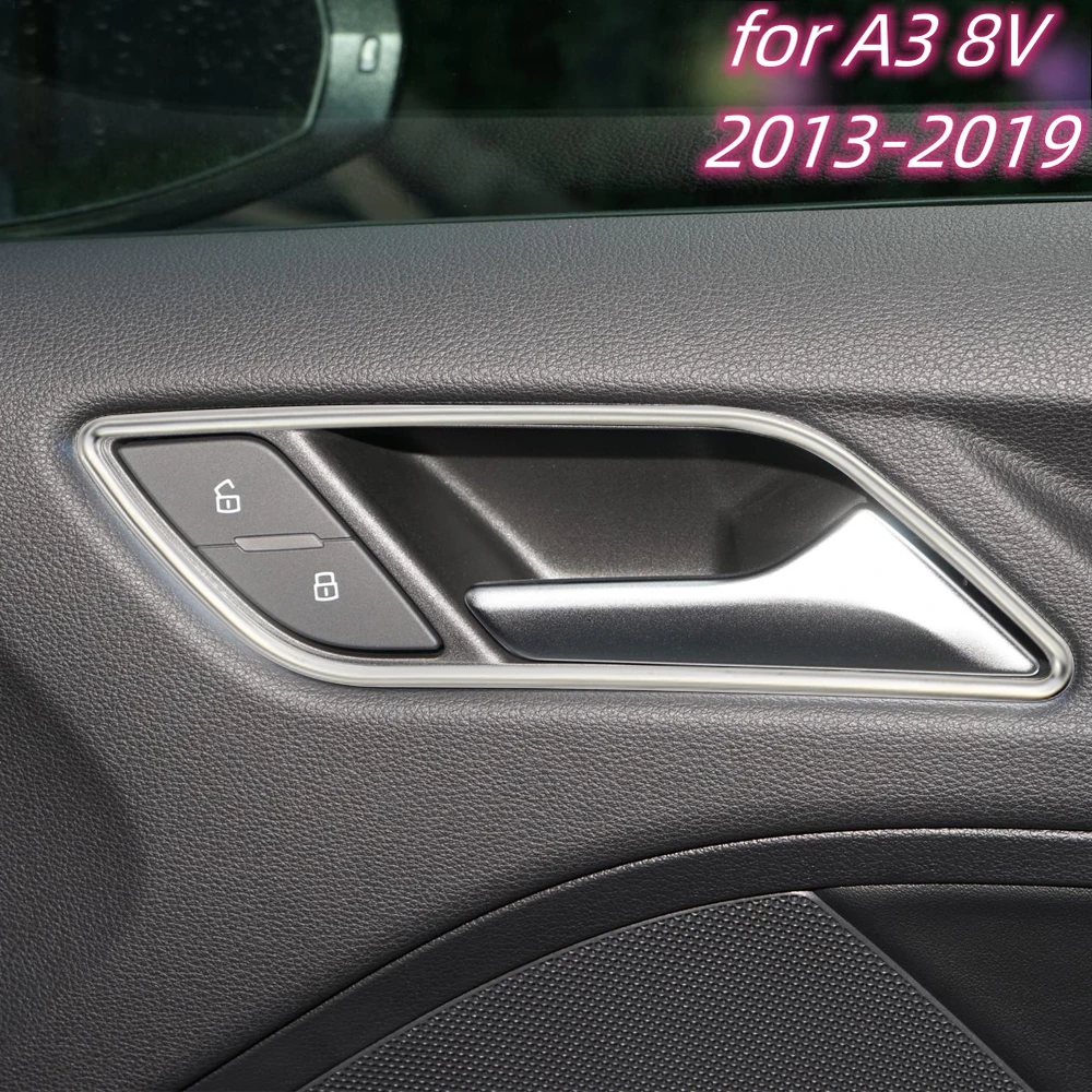 4Pcs/set Stainless Steel Car Door Handle Decoration Trim Ring Sticker Case for Audi A3 8V 2013-2019 Stickers Accessories