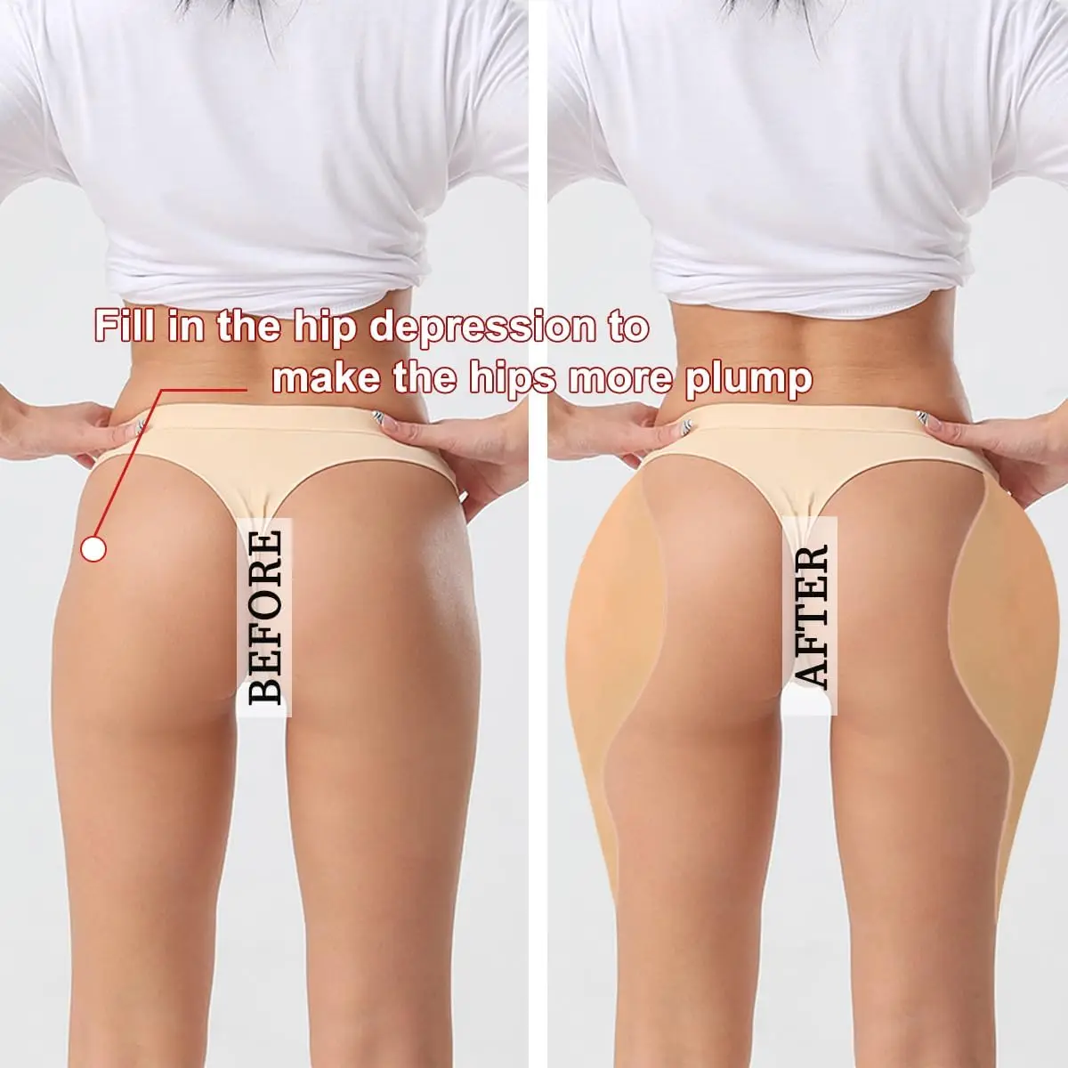 2Pcs Self Adhesive Silicone Pads for Women Realistic Thick Buttocks Butt Enhancer Lifter Butt Pads Dip Filler for Crossdressing