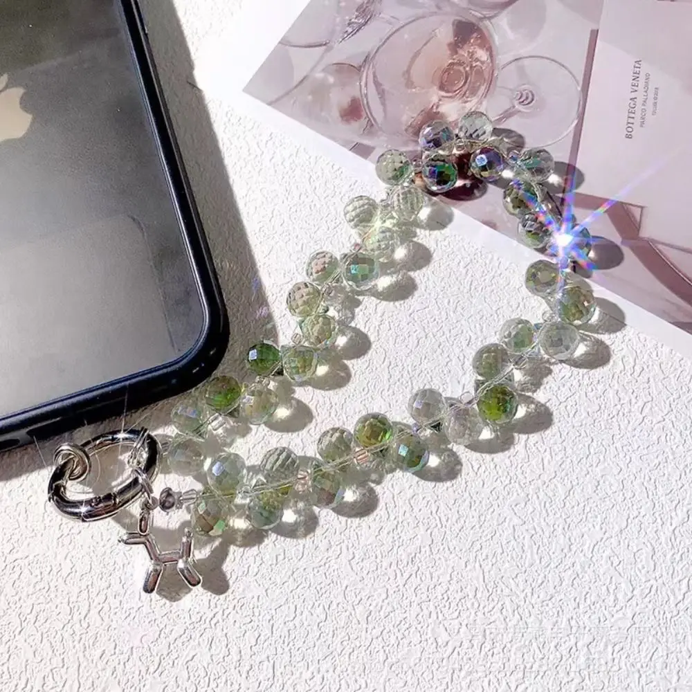 

With Dog Crystal Bead Phone Strap Wrist Chain Color Rhinestone Cell Phone Chain Sparkling Anti Loss Mobile Phone Lanyard