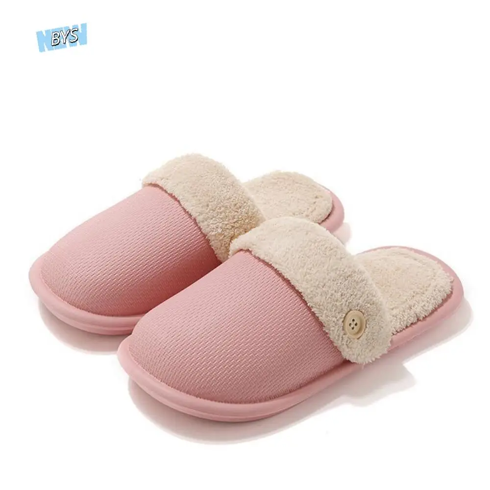 

Detachable Winter Plush Slippers Anti Slip Waterproof Warm Slippers Women Homewear Floor Shoes EVA Fur Slippers Men Women
