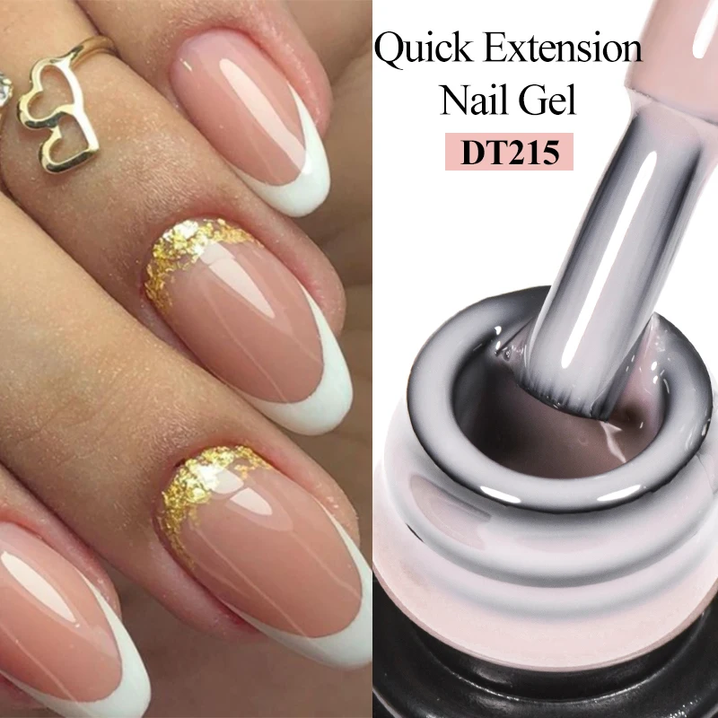 MEET ACROSS 7ml Milky White Pink Clear Quick Extension Gel Nail Polish  Semi Permanent Nail Art Varnish UV Construction Gel