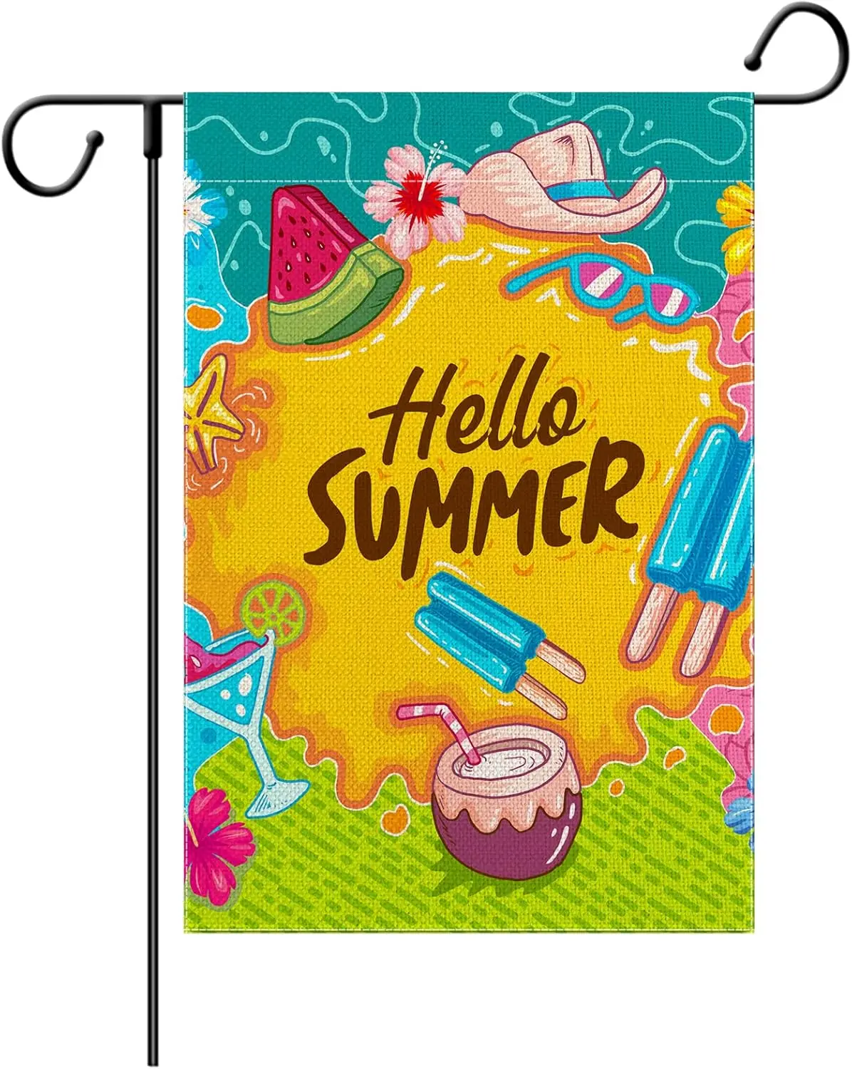 Hello Summer Watermelon Garden Flags for Outside 12x18 Double Sided Summer Tropical Hawaii Beach Vertical Garden Yard Flags Pool