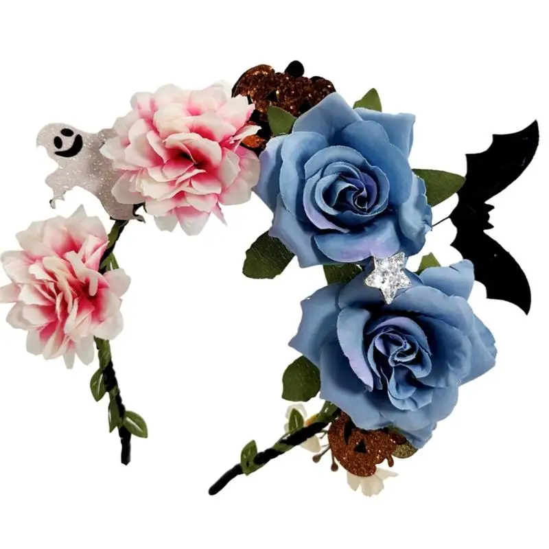 652F Halloween Spinnen Fledermaus Haarband elastische Kopfbedeckung für Erwachsene Kostümpartys