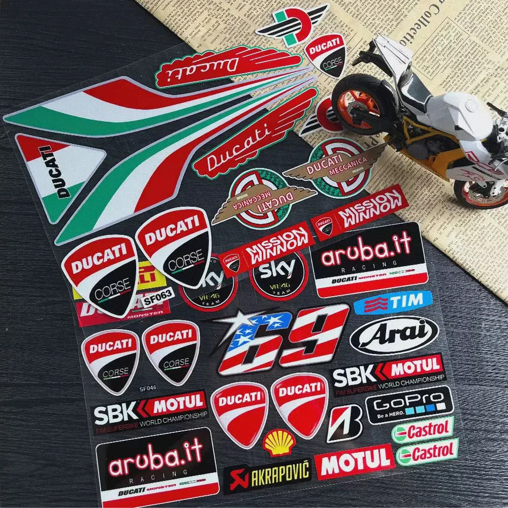 Motorcycle Racing Stickers Set Italy Flag Style Waterproof Vinyl Decals for Sport Bike Fairing Tank