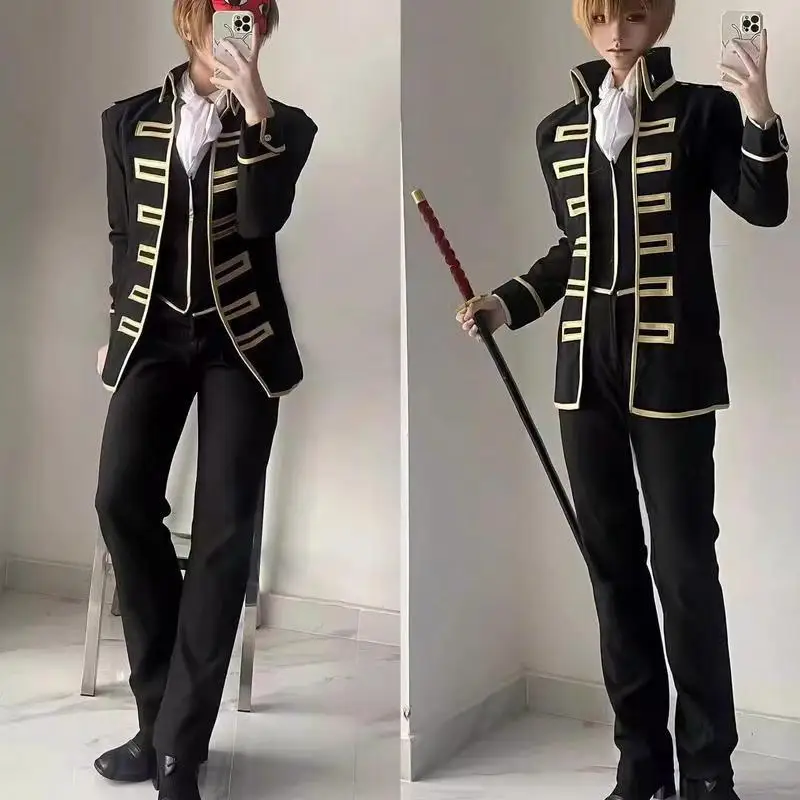 Gintama Okita Sougo Cosplay Costume Shinsengumi Uniform Full Set Anime Outfit For Halloween Carnival Party Comic Con