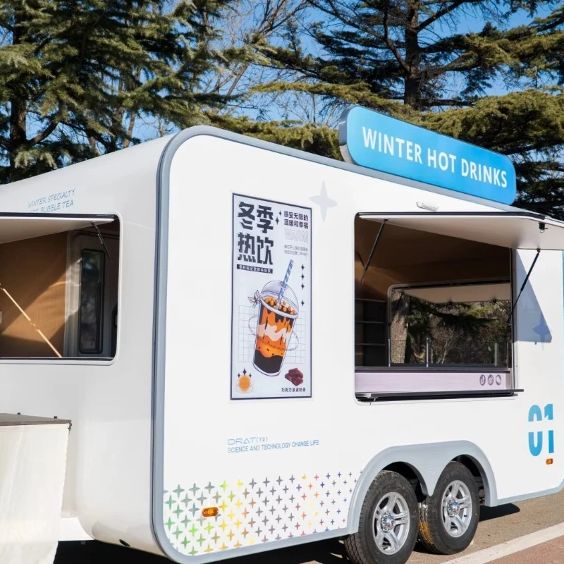 Mobile Kitchen Van Wing Fast Food Trailer Mobile Tacos Truck Coffee Carts Restaurant Food Truck Customized