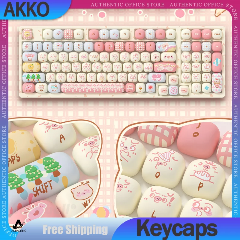 Akko Keyboard Keycap 138keys Customized Sublimation Cartoon Keycaps Accessories For Mechanical Keyboard Kawaii Key Caps Gift