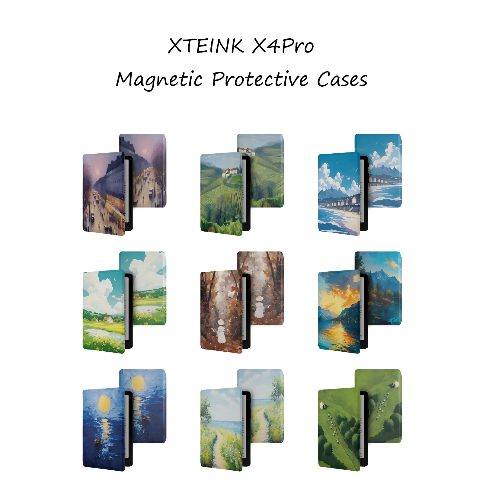 For XTEINK X4Pro E‑Reader Magnetic Protective Folio Cases Cover Slim Lightweight 2026 New Shell Monet‑and‑Cat Oil‑Painting Folio