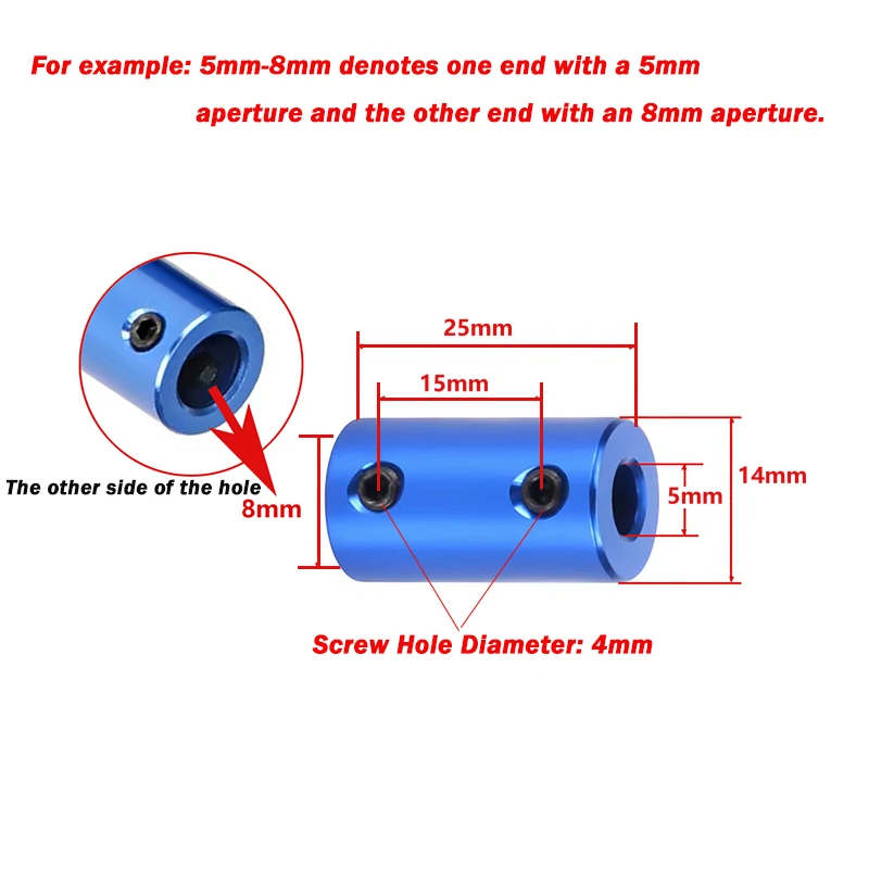 2pcs Blue Aluminum Alloy Flexible Shaft Coupling Bore 3/4/5/6/6.35/7/8/10mm For 3D-printers Motor Couplings Ship Models