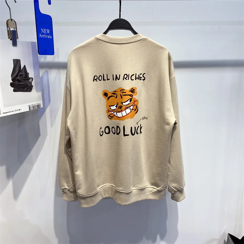 

Faionable Spring Men's Loose Knitted Sweatirt Cartoon Print Casual Boting Top for Couples Youth ular round Ne